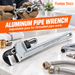 Florida Tools 14 inch straight aluminum pipe wrench FT-ALPW14 on a workbench with plumbing fittings