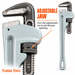Adjustment nut and adjustable jaw on the Florida Tools 14 inch aluminum pipe wrench