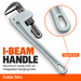 Aluminum I-beam handle with hanging hole on the Florida Tools 14 inch pipe wrench