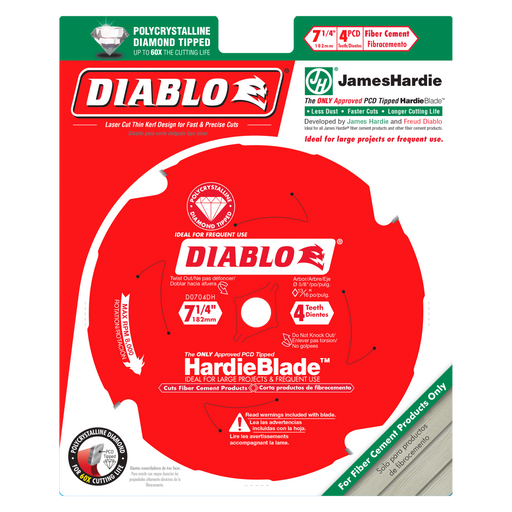 Diablo D0704DHA 7-1/4" x 4 Tooth Fiber Cement HardieBlade™ - Package image