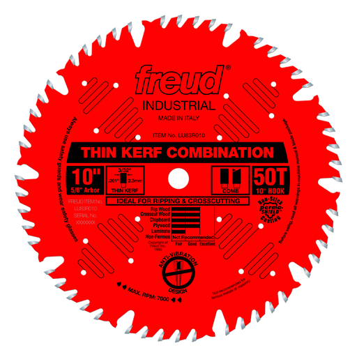 Freud LU83R010 10" Thin Kerf Combination Blade - Main image