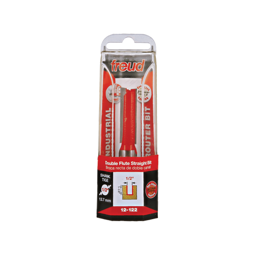 Freud 12-122 1/2" (Dia.) Double Flute Straight Bit (Eclipse Grind) - Package image