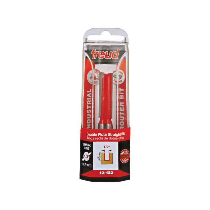 Freud 12-122 1/2" (Dia.) Double Flute Straight Bit (Eclipse Grind) - Package image
