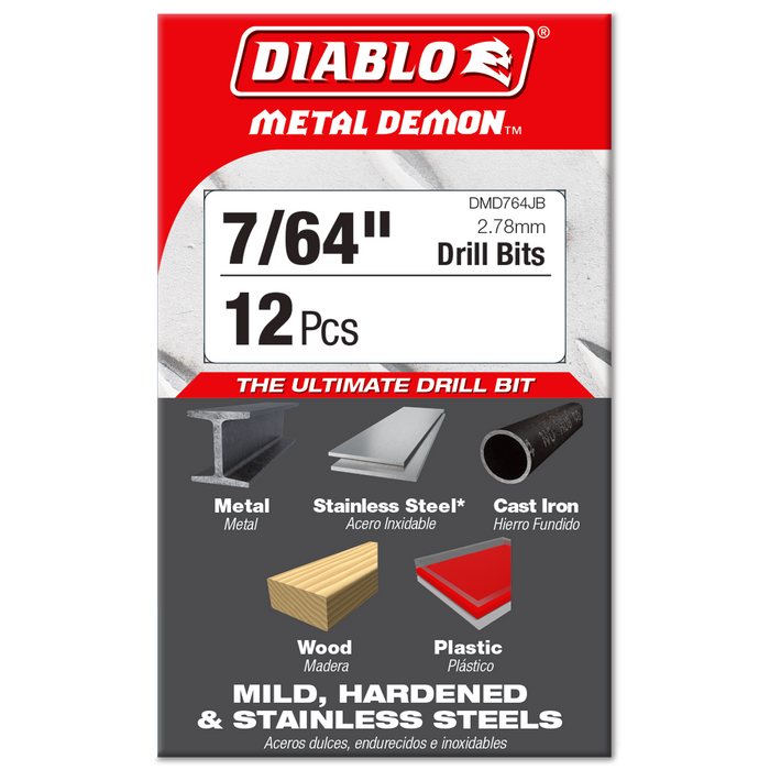 Diablo DMD764JB 7/64" Metal Demon™ Drill Bit for Mild, Hardened and Stainless Steels - Package image
