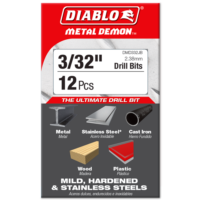 Diablo DMD332JB 3/32" Metal Demon™ Drill Bit for Mild, Hardened and Stainless Steels - Package image