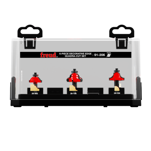 Freud 91-206 6 Piece Decorative Edge Quadra-Cut™ Router Bit Set - Package image