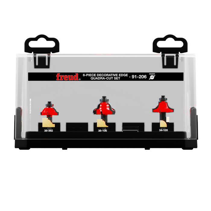 Freud 91-206 6 Piece Decorative Edge Quadra-Cut™ Router Bit Set - Package image