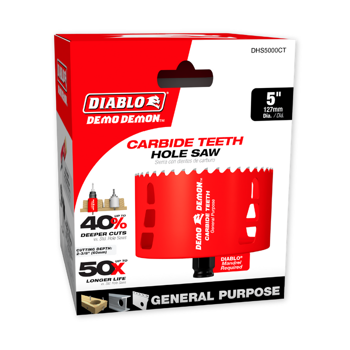 Diablo DHS5000CT 5" Carbide Teeth Hole Saw for Wood and Metal - Package image