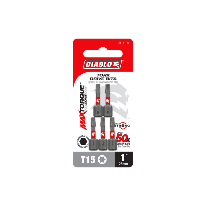 Diablo DT151P5 1" #15 Torx Drive Bits (5-pk) - Package image
