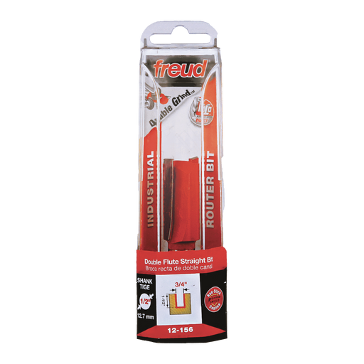 Freud 12-156 3/4" (Dia.) Double Flute Straight Bit (Eclipse Grind) - Package image