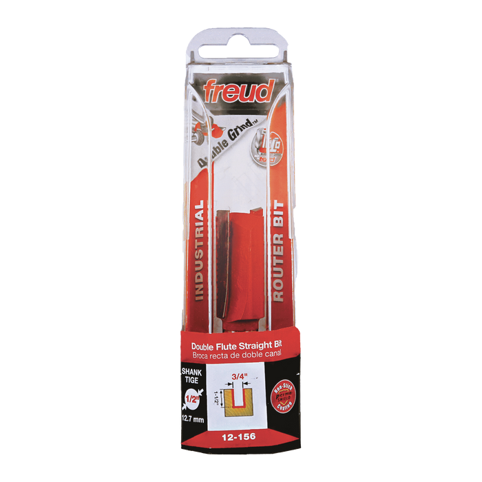 Freud 12-156 3/4" (Dia.) Double Flute Straight Bit (Eclipse Grind) - Package image