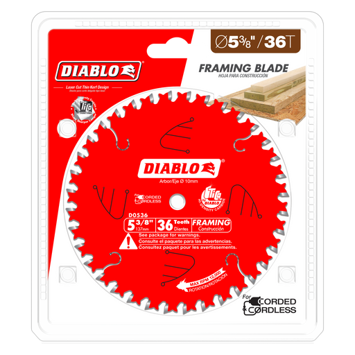 Diablo D0536X 5-3/8" x 36-Teeth Finish Trim Saw Blade for Wood - Package image