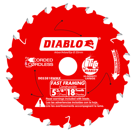 Diablo D053818WMX 5-3/8" x 18-Teeth Fast Framing Saw Blade for Wood - Main image