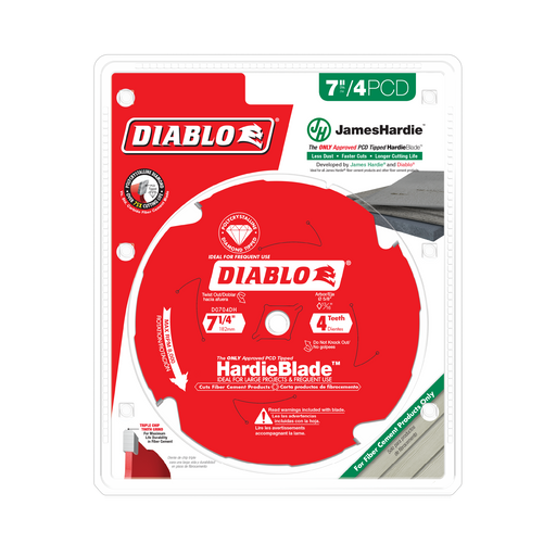 Diablo D0704DH 7-1/4" x 4-Teeth HardieBlade™ Saw Blade for Fiber Cement - Package image