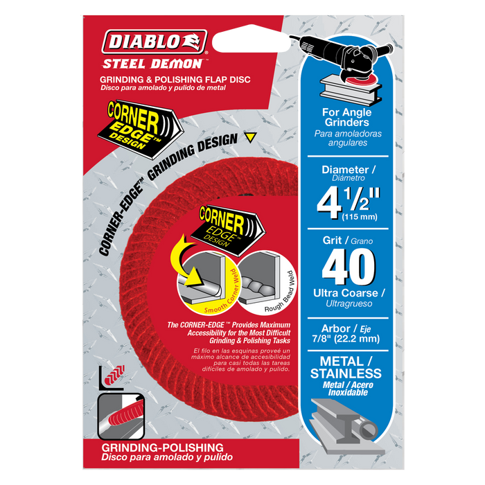 Diablo DCC045040N01F 4-1/2" 40-Grit Steel Demon™ Corner-Edge™ Flap Disc for Metal - Package image