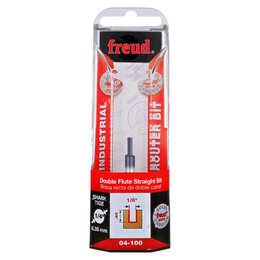 Freud 04-100 1/8" (Dia.) Double Flute Straight Bit - Package image