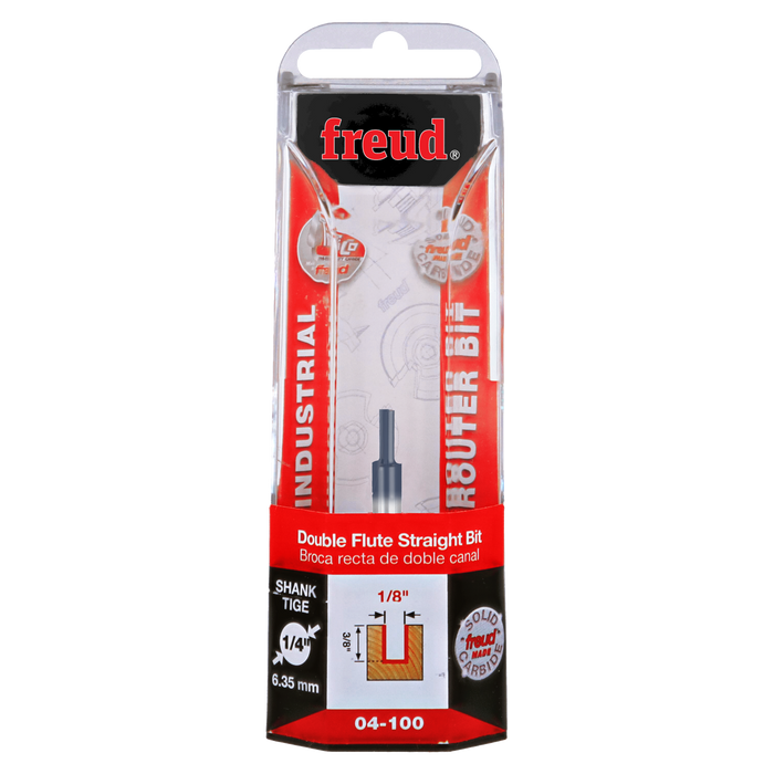 Freud 04-100 1/8" (Dia.) Double Flute Straight Bit - Package image