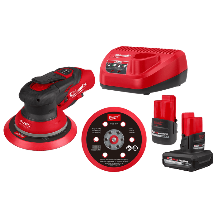 Milwaukee 2585-22CX M12 FUEL 6" Random Orbital Sander Kit (3/16")