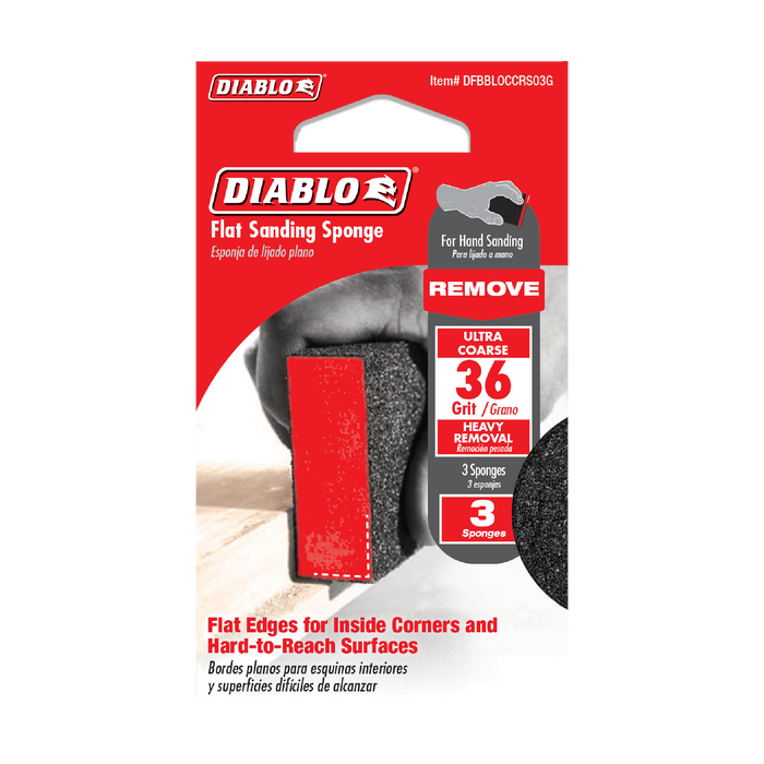 Diablo DFBBLOCCRS03G Flat 36-Grit  Sanding Sponge (3-pk) - Package image