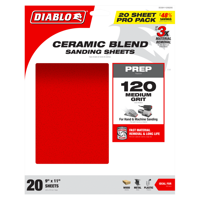 Diablo DCS911120S20G 9" x 11" 120-Grit Sanding Sheets (20-pk) - Package image