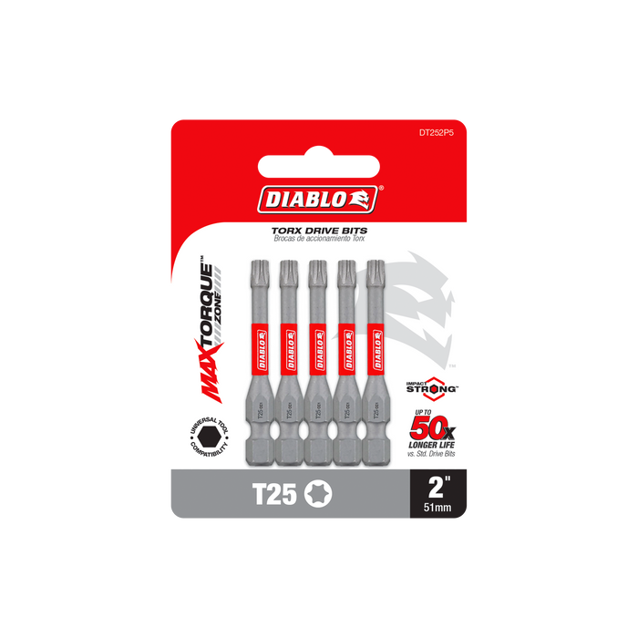 Diablo DT252P5 2" #25 Torx Drive Bits (5-pk) - Package image