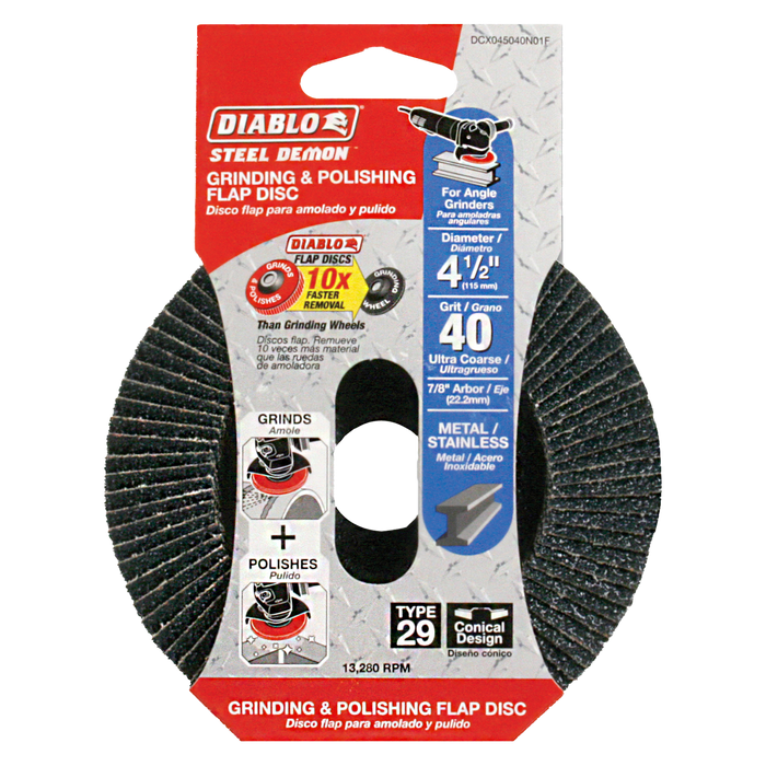 Diablo DCX045040N01F 4-1/2" Steel Demon™ Flap Disc 40 Grit - Type 29 - Package image