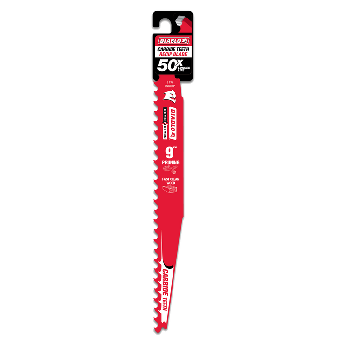 Diablo DS0903CP 9" 3TPI Demo Demon™ Carbide Teeth Reciprocating Saw Blade for Pruning and Clean Wood - Package image