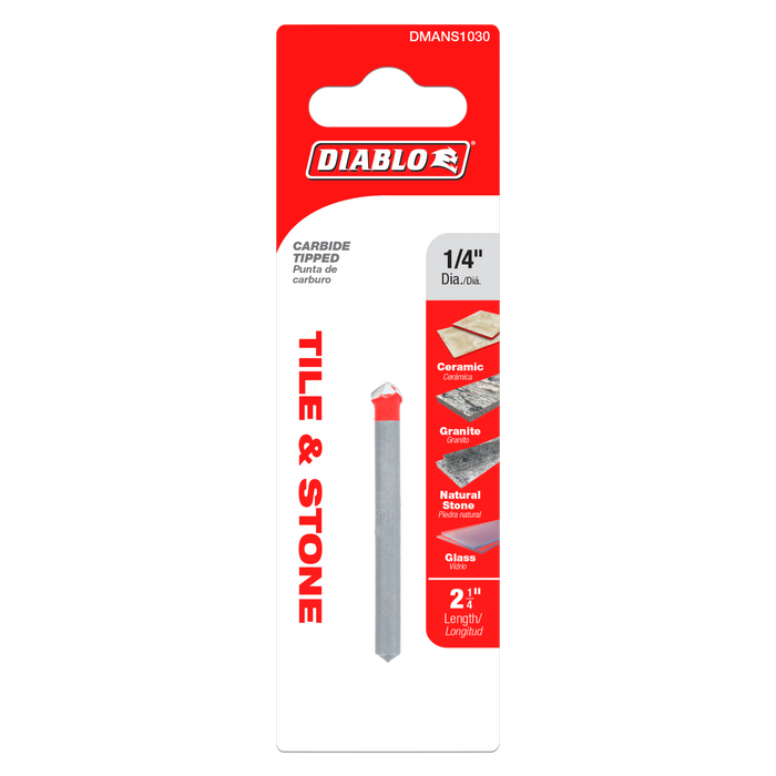 Diablo DMANS1030 1/4" Tile & Stone Carbide Tipped Drill Bit - Package image