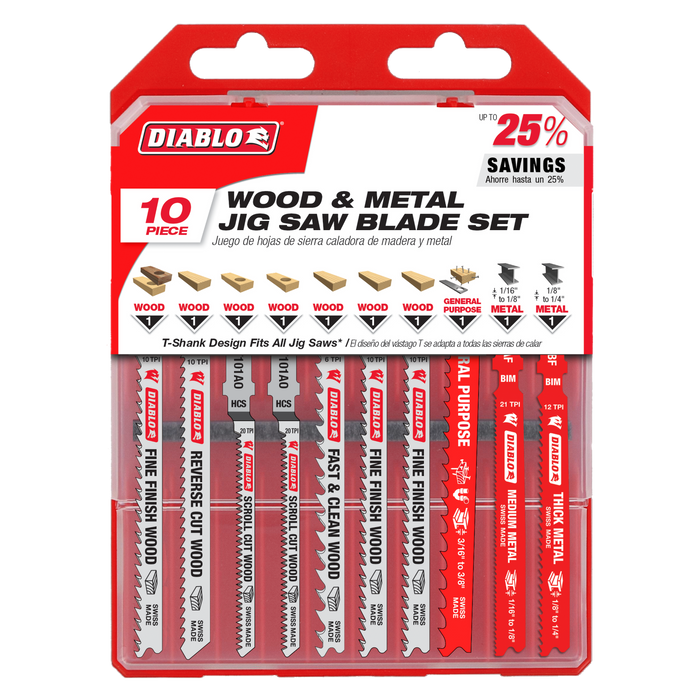 Diablo DJT10S 10-Piece Jig Saw Blade Set for Wood & Metal - Package image