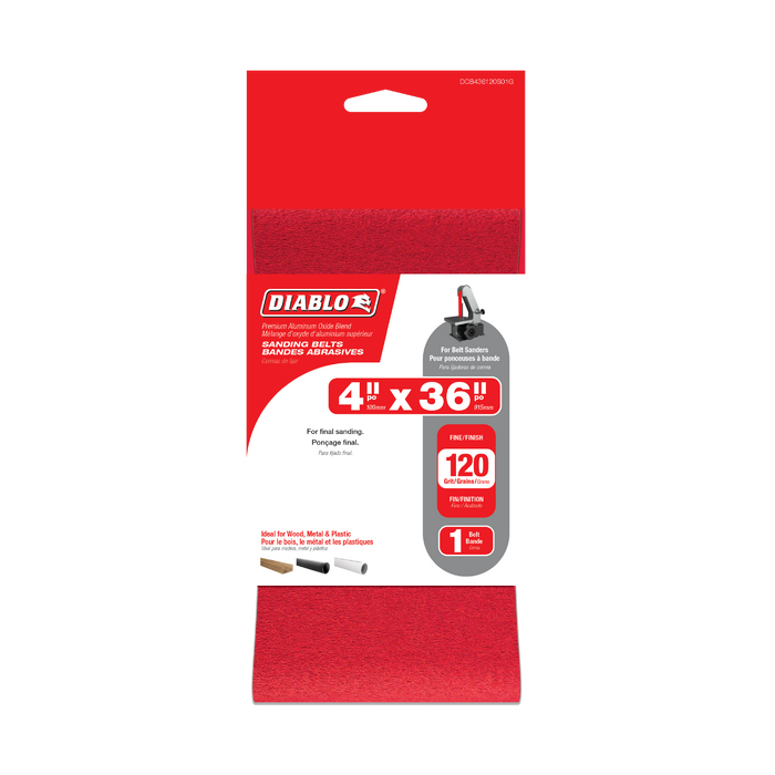 Diablo DCB436120S01G 4" x 36" 120-Grit Sanding Belt - Package image