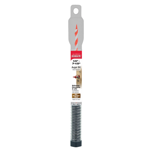 Diablo DAG1010 1/4" x 7-1/2" Auger Bit for Wood & Nail-Embedded Wood - Package image