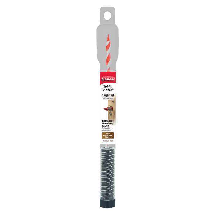 Diablo DAG1010 1/4" x 7-1/2" Auger Bit for Wood & Nail-Embedded Wood - Package image