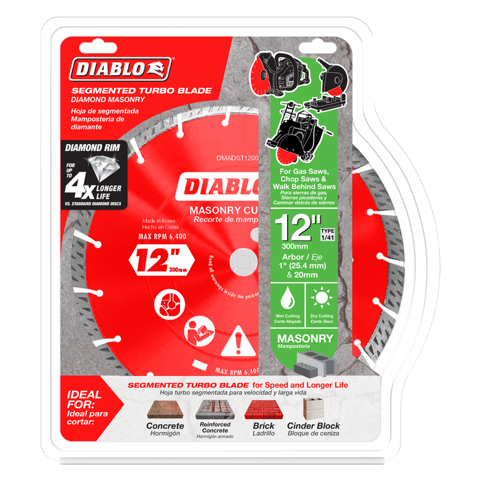 Diablo DMADST1200 12" Diamond Segmented Turbo Masonry Cut-Off Blade - Package image