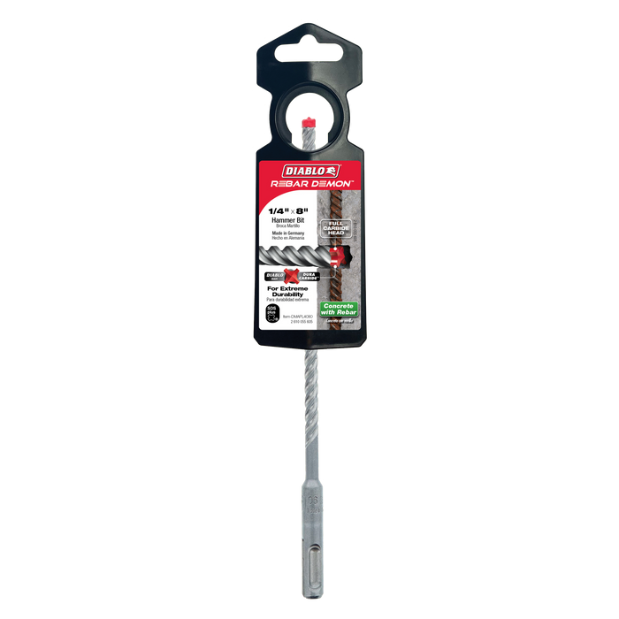 Diablo DMAPL4080 1/4" x 6" x 8" Rebar Demon™ SDS-Plus 4-Cutter Full Carbide Head Hammer Drill Bit - Package image