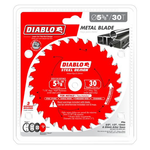 Diablo D053830FMX 5-3/8" x 30-Teeth Steel Demon™ Carbide Saw Blade for Medium Metal - Package image