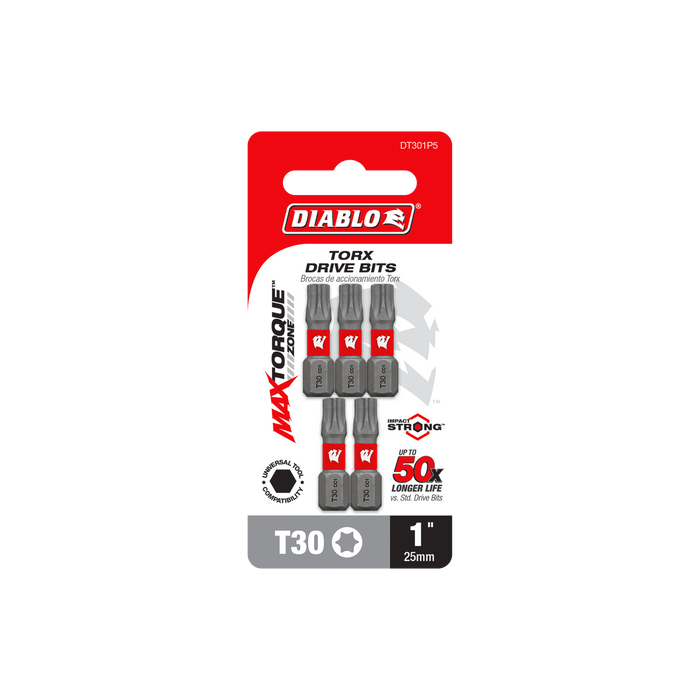 Diablo DT301P5 1" #30 Torx Drive Bits (5-pk) - Package image