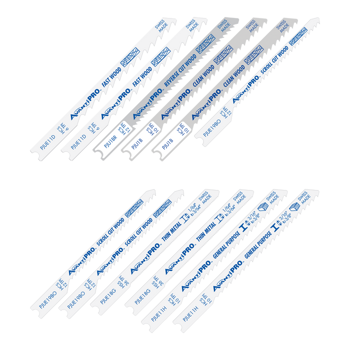 AvantiPRO PJU12BC AvantiPRO U-Shank Jig Saw Blade Set for Wood & Metal (12-pieces) - Main image