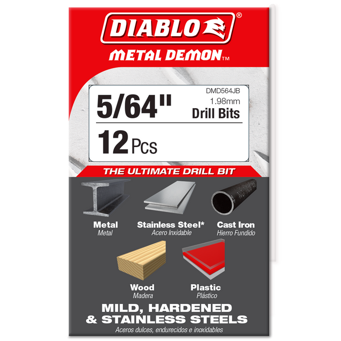 Diablo DMD564JB 5/64" Metal Demon™ Drill Bit for Mild, Hardened and Stainless Steels - Package image