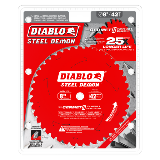 Diablo D0842CF 8" x 42-Teeth Steel Demon™ Cermet II Saw Blade for Thick Metal - Package image