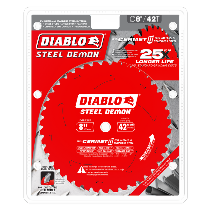 Diablo D0842CF 8" x 42-Teeth Steel Demon™ Cermet II Saw Blade for Thick Metal - Package image