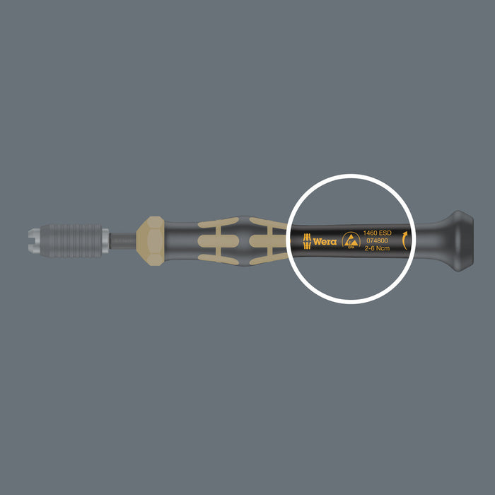 Wera 1460 ESD Kraftform Micro torque screwdrivers with a customised factory pre-set measurement value with quick-release chuck, 1460 ESD x 0.02-0.06 Nm 05074800010, view 8
