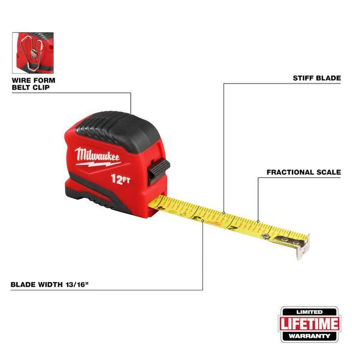 Milwaukee 12 Ft. Compact Tape Measure 48-22-1712