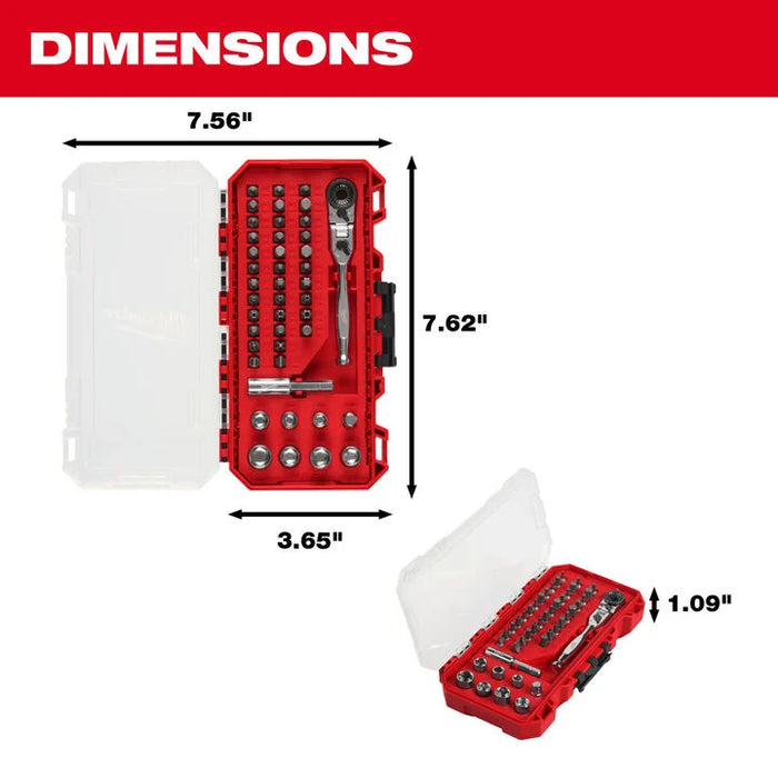 Milwaukee 1/4 Inch Hex Drive Mini Flex Head Ratchet & Bit Set 44 Pieces  48-22-2952