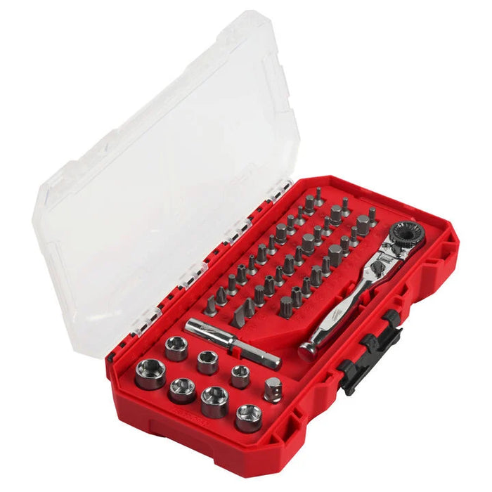 Milwaukee 1/4 Inch Hex Drive Mini Flex Head Ratchet & Bit Set 44 Pieces  48-22-2952