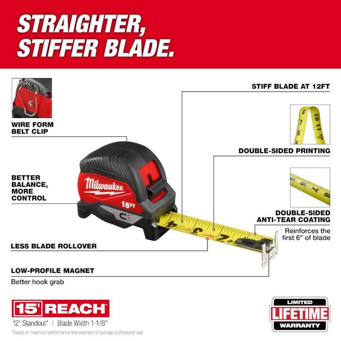 Milwaukee 16 Ft. Magnetic Tape Measure 48-22-1016M