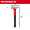 2.5lb Fiberglass Cross Peen Hammer, 48-22-9313