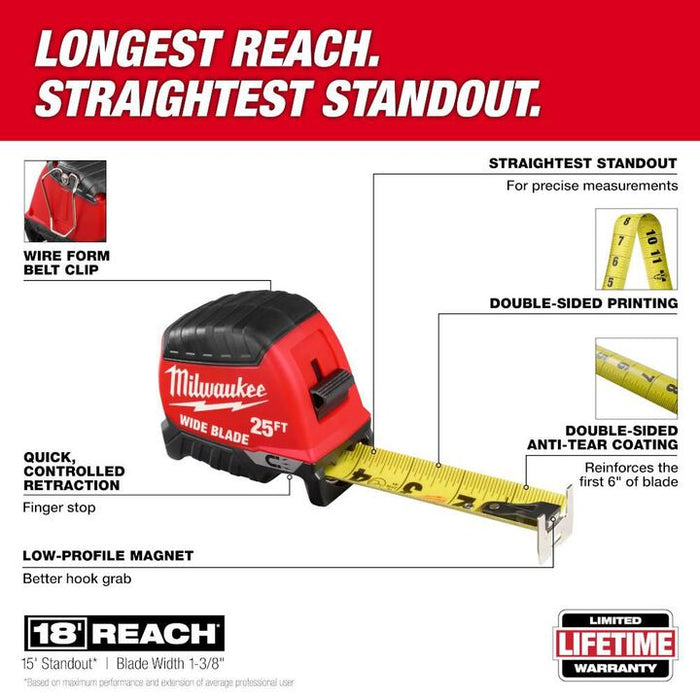 Milwaukee 25 Ft. Wide Blade Magnetic Tape Measure 48-22-1225M
