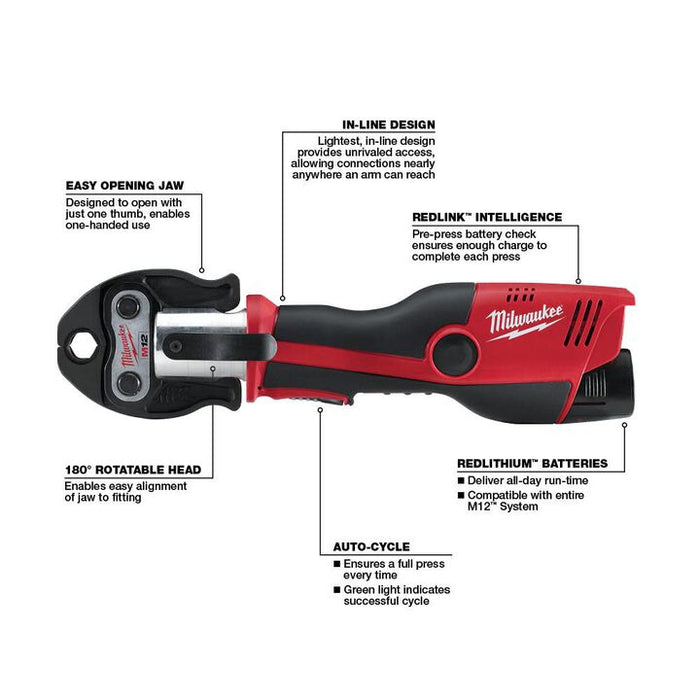 Milwaukee  M12™ FORCE LOGIC™ Press Tool Kit with Jaws, 2473-22