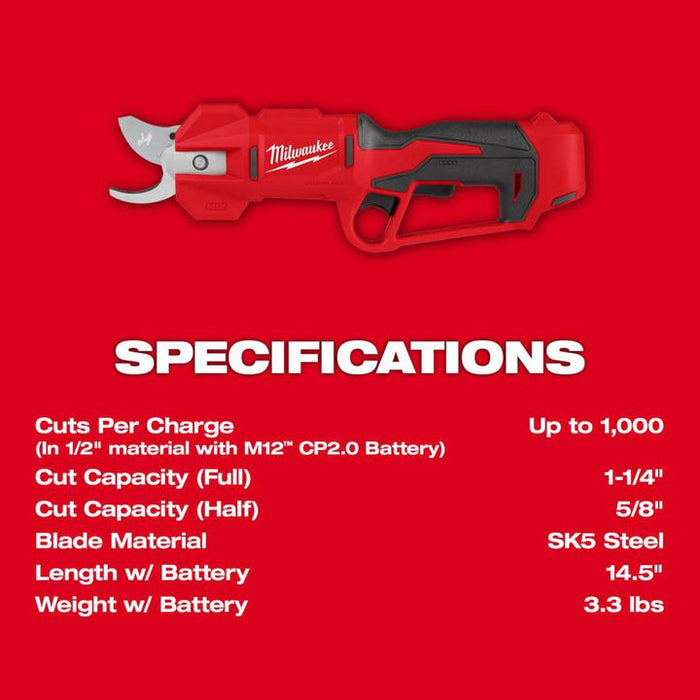 Milwaukee M12 Pruning Shears Brushless (Bare Tool), 2534-20