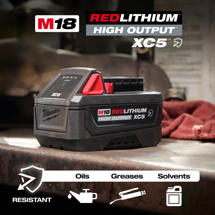 Milwaukee M18 REDLITHIUM HIGH OUTPUT XC5 Oil, Grease, and Solvent Resistant Battery Pack